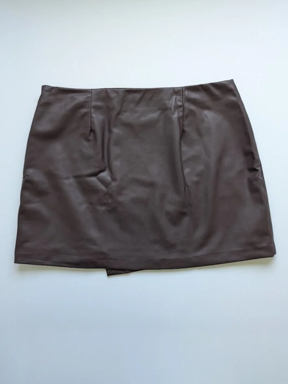 Old Navy Faux Wrap A-line Skirt XL Vegan Leather Mini Purply Brown Grunge Moto